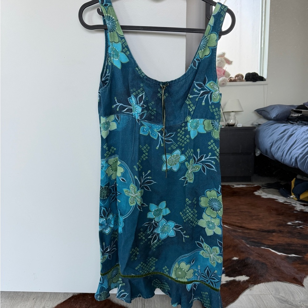 Billabong Teal Floral Dress with Aqua Accents
